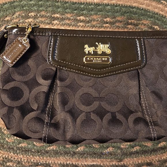 Coach Handbags - Coach Madison Medium Clutch Pouch Chocolate Brown W/Wristlet  Elegant !  Nwot